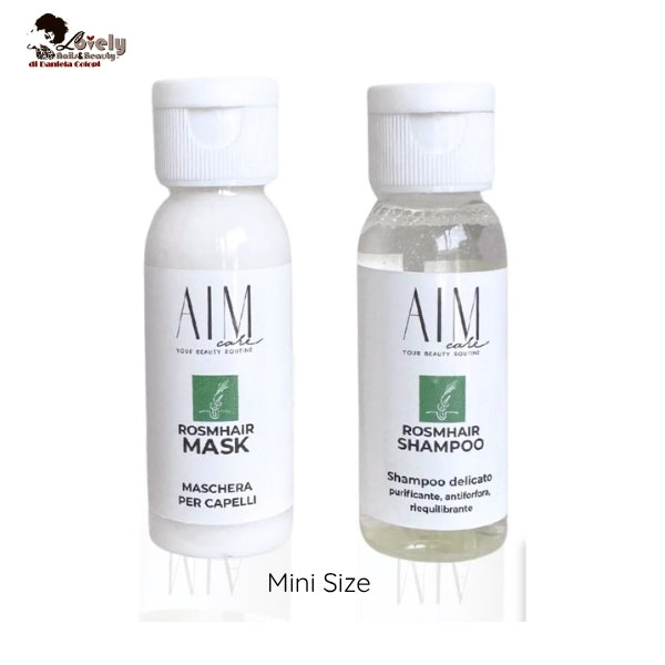 AIM-Care - Rosmhair basic kit Mini-size 30ml - Shampoo+ mashera antiforfora- rinforzante- stimolante per crescita capelli