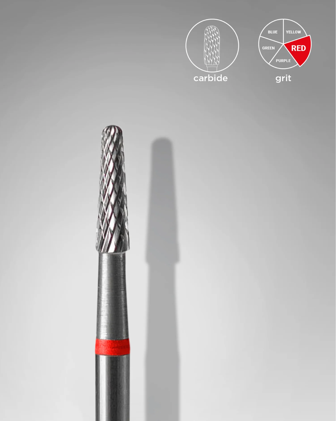 Punta Fresa - Staleks expert - Carbida conica - definizione cuticole rossa- diametro 2,3 mm, parte lavorativa 8 mm