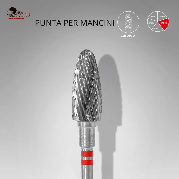 Punta Carbide Conica per utenti mancini, rosso, diametro 6 mm - lunghezza punta 14 mm