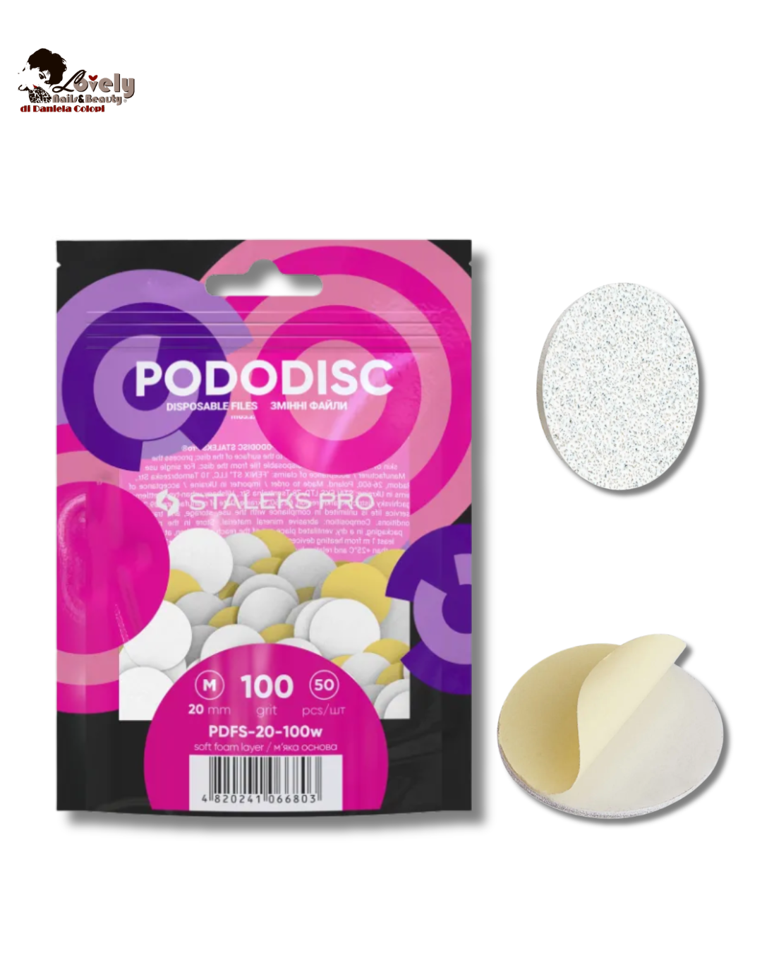 Staleks - PODODISC - Dischi di Ricarica Abrasivi Bianchi base morbida per - Misura M, Grana 100 (50 pezzi)
