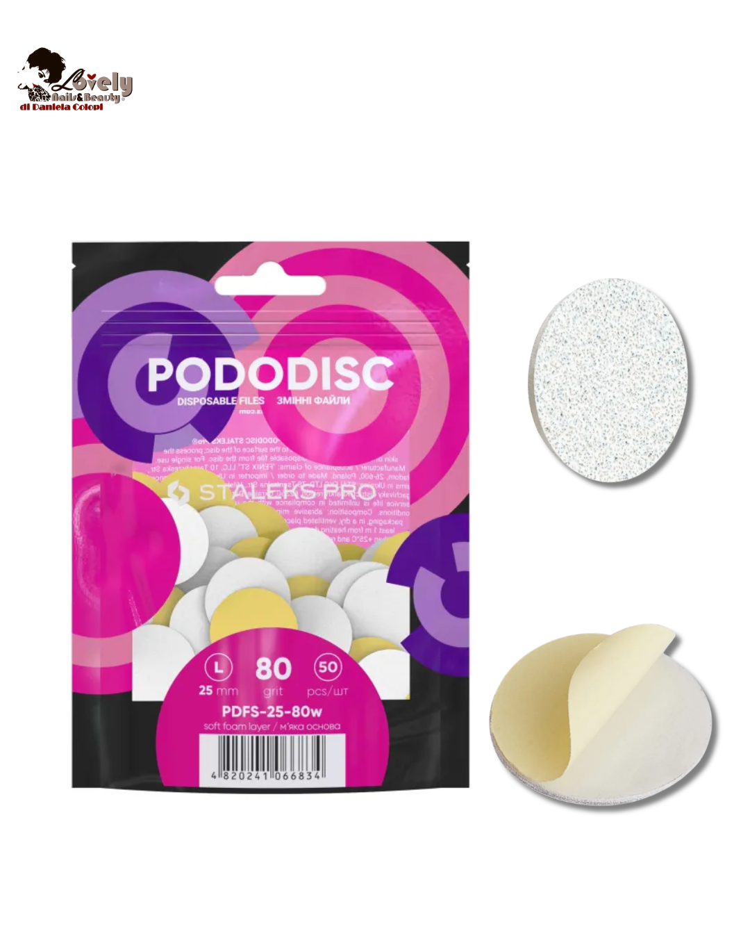 Staleks - PODODISC - Dischi di Ricarica Abrasivi Bianchi base morbida per - Misura L, Grana 80 (50 pezzi)