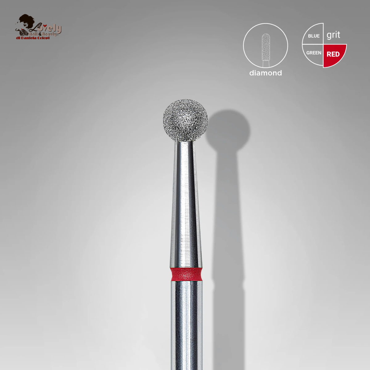 Punta diamantata Staleks a sfera - rosso - diametro punta 3.5 mm