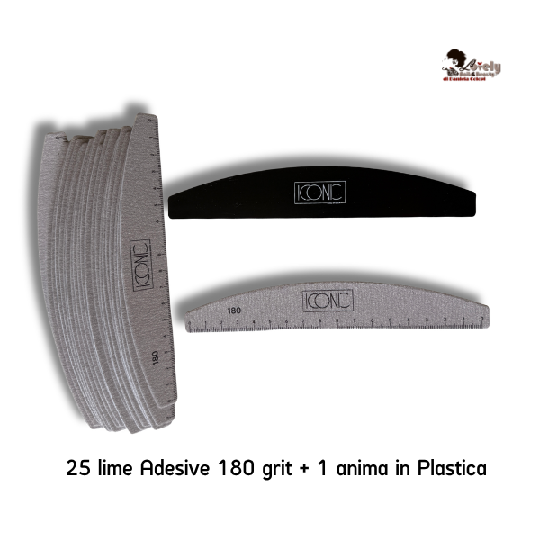 Kit 25 Lime Adesive ICONIC Grana 180 + Anima Plastica Ultra -Sottile Professionale