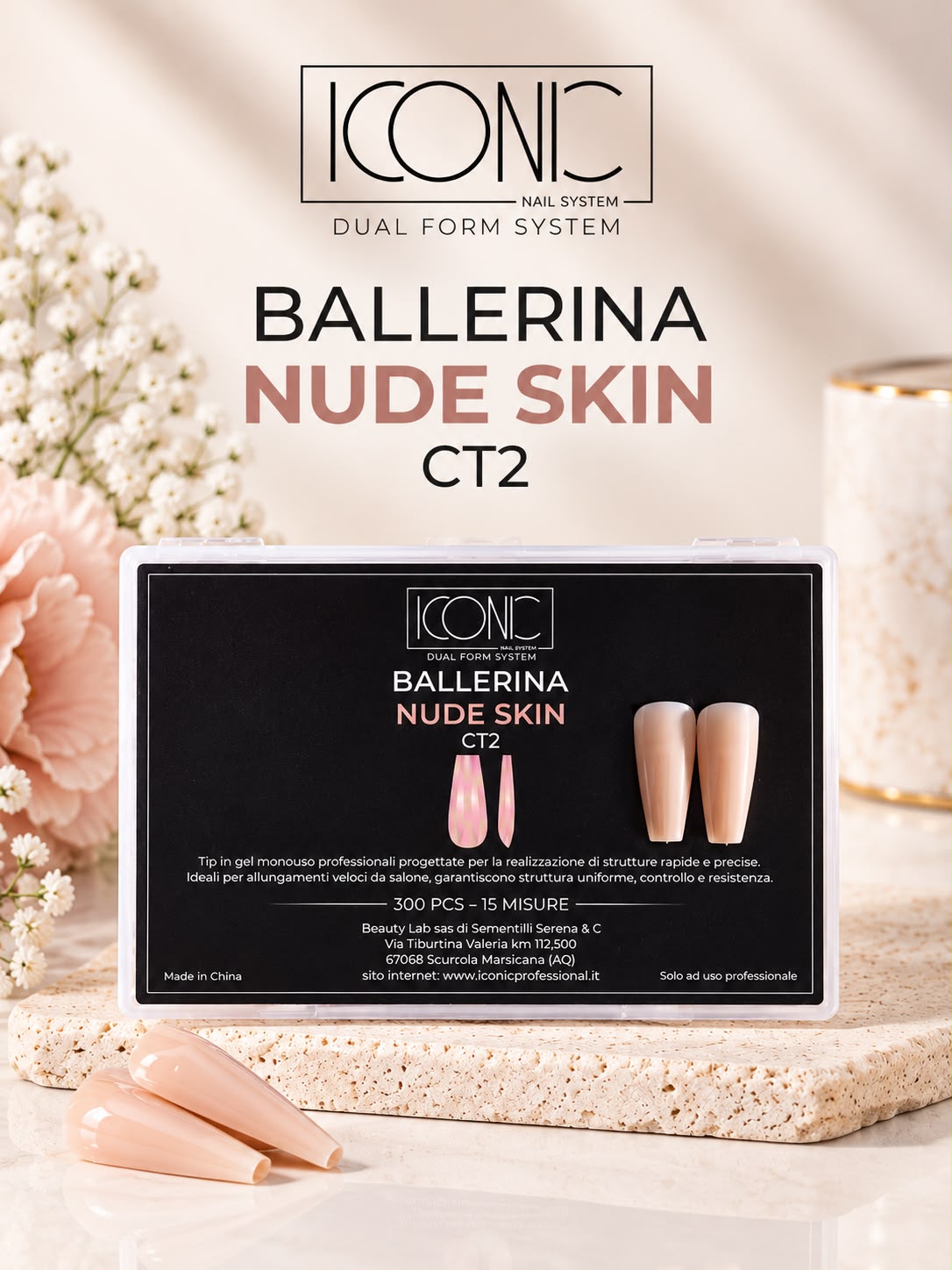 Tip in Gel Monouso Ballerina Nude Skin GT2 – 300 pz - 15 misure - Iconic Nail System