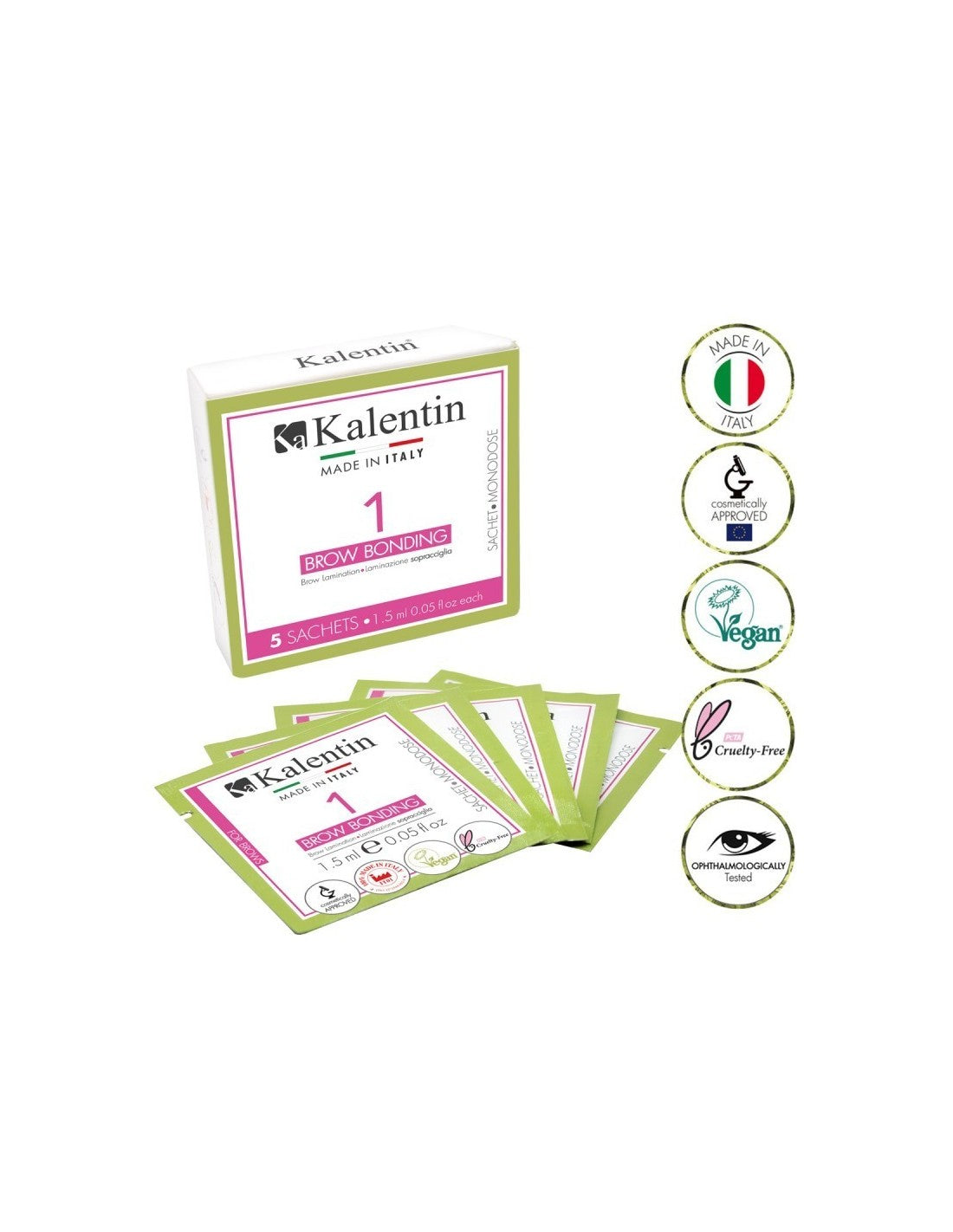 KALENTIN BROW BONDING VEGANO - Step 1 Laminazione Sopracciglia (5 Monodosi da 1,5ml)